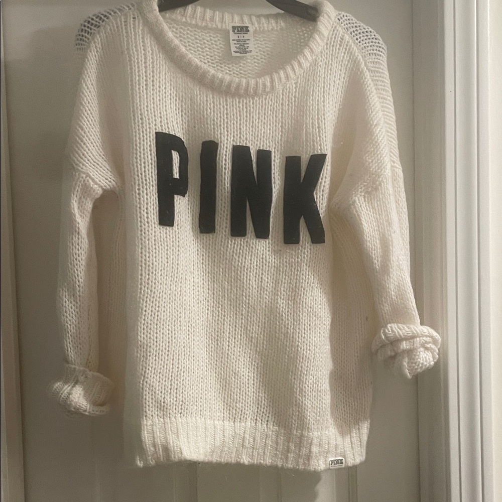 PINK Victoria's Secret Women's White Knit Sweater